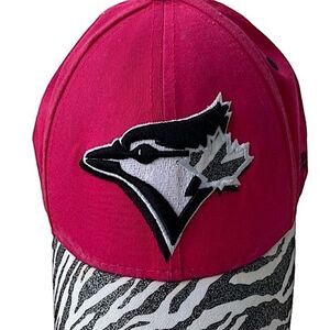 Youth New Era Toronto Blue Jays Pink Zebra Print 9FORTY Adjustable Hat Cap